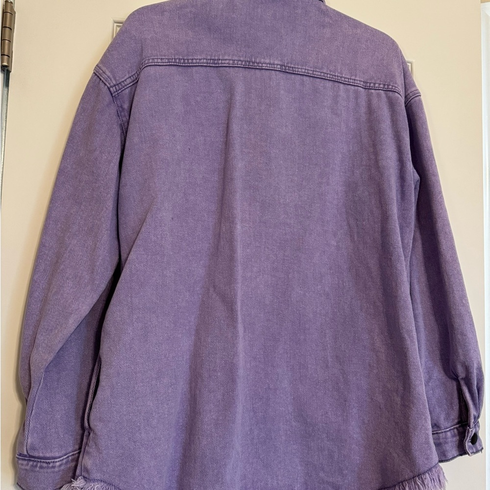 Lavender Button-Front Denim Shacket - image 5